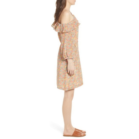 Madewell Floral Cold Shoulder Ruffle Dress Size 4 - Picture 7 of 8